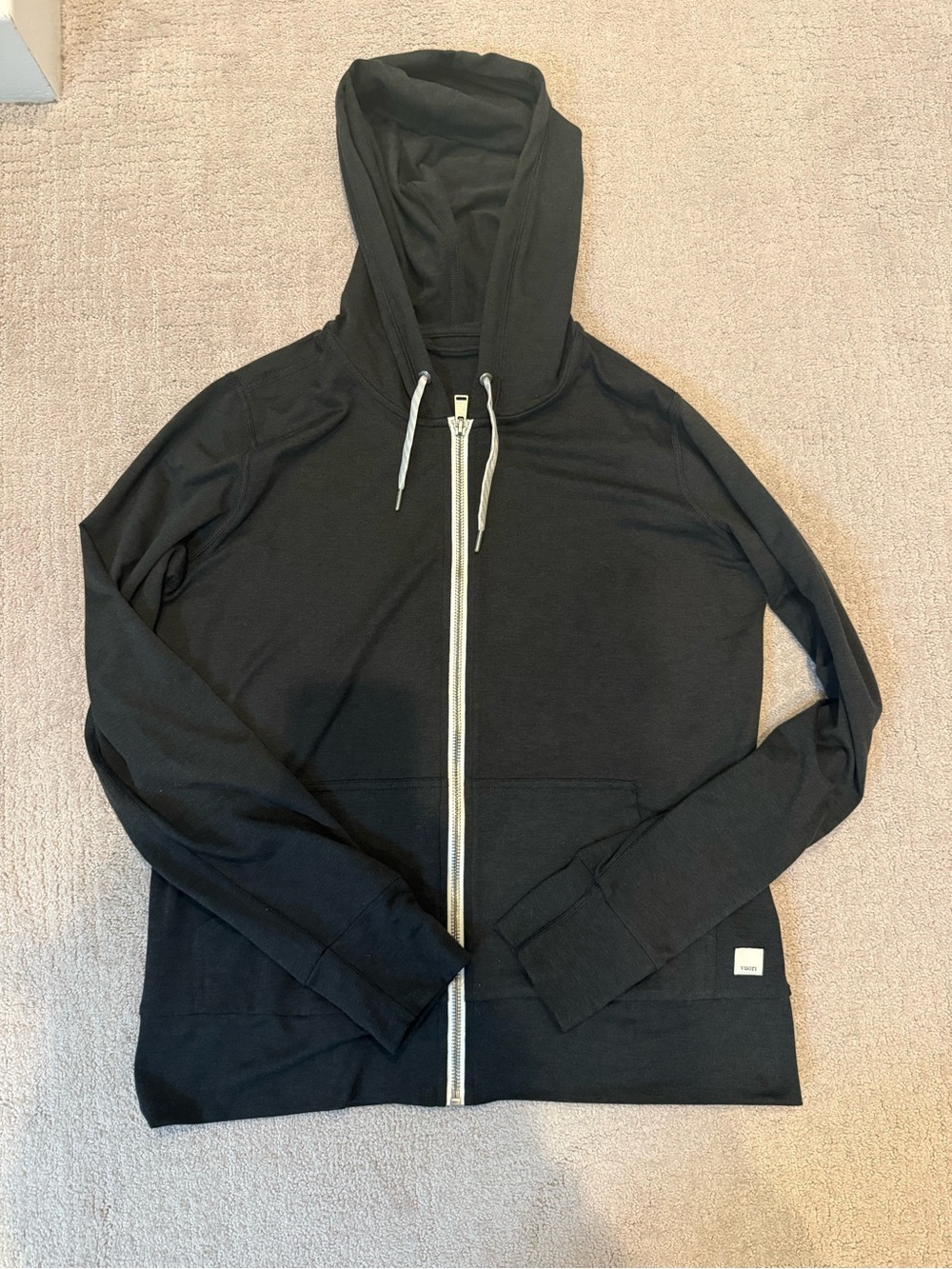 Vuori Black Full-Zip Hooded Sweatshirt